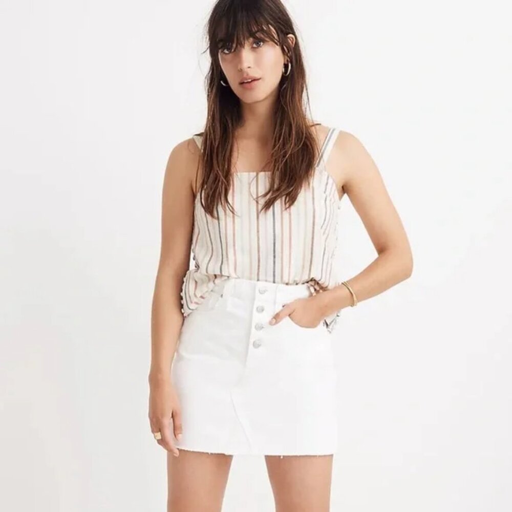 Madewell Rigid Denim A-Line Skirt White, Size 28